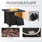 30 Inch Outdoor Propane Gas Fire Pit Table, 50,000 BTU Auto-Ignition Square Wicker-effect Gas Firepit with Ceramic Tabletop, Lid, Lava Rocks & Rain Cover, CSA Certification - Image 6