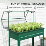 Elevated Garden Box with Greenhouse Cover, Raised Garden Bed with Legs and Drainage Hole for Vegetables, Green - Image 4