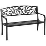 50" Blossoming Pattern Garden Decorative Patio Park Bench with Beautiful Floral Design & Relaxing Comfortable Build