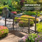 3.3' Metal Arch Zen Garden Bridge with Safety Siderails, Decorative Footbridge, Delicate Scrollwork & Corner Spheres for Stream, Fish Pond, Bronze - Image 5