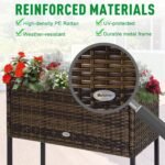Raised Garden Bed, Elevated Planter Box with Rattan Wicker Look, Tool Storage Shelf, Portable Design for Herbs, Vegetables, Flowers, Brown - Image 5