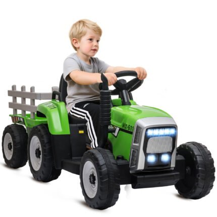 Kids 12V Ride-On Tractor with Parent Remote Control, LED Lights and Music Player