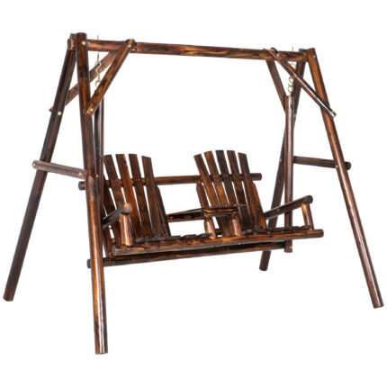Wooden Porch Swing with Stand