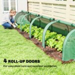 Mini Greenhouse, Portable Greenhouse with 4 Roll-Up Doors, PE Cover, 177.2" x 39.4" x 31.5", Green - Image 4