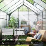 Polycarbonate Greenhouse, Heavy Duty Outdoor Aluminum Walk-in Green House Kit Vent Door, 6.2'x8.3'x6.6' Gray - Image 5
