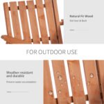 Patio Bench, Garden Bench with Middle Table and Umbrella Hole, Wooden Outdoor Bench for Patio, Porch, Poolside, Balcony, Orange - Image 7
