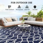 Reversible Outdoor Rug, Waterproof Plastic Straw with Carry Bag, 9' x 18', Blue & White Lantern - Image 6