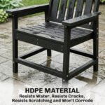All-Weather Patio Chair, HDPE Patio Dining Chair, Heavy Duty Wood-Like Outdoor Furniture for Garden, Backyard, Deck, Porch, Lawn, Black - Image 5