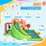 7-in-1 Inflatable Water Slide, Kids Castle Bounce House Includes Slide, Boxing Post, Tunnel Repair Patches - Image 4