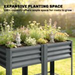 Raised Garden Bed Galvanized Steel, Elevated Planter Box with Storage Shelf, Bed Liner, 31.5" High, Dark Gray - Image 4