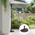 20lbs Half Round Patio Umbrella Base Outdoor Decorative Resin Parasol Stand Holder for Φ1.5", Φ1.9" Pole, for Lawn, Deck, Backyard, Garden - Image 7
