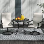 Patio Swivel Chairs Set of 2, High Back Patio Dining Chairs with All-Weather Mesh for Backyard, Lawn, Garden, Cream - Image 7
