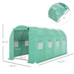 15' x 7' x 6.5' Walk-in Tunnel Hoop Greenhouse, Green House for Outside with PE Cover, Steel Frame, Roll-Up Zipper Door & Windows for Flowers, Vegetables, Tropical Plants, Green - Image 3