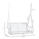 46" 2-Person Porch Swing Wooden Patio Swing Bench with Cup Holders, Slatted Design, Chains, 440lb Weight Capacity, White - Image 3