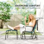 Outdoor Glider with Ottoman, Patio Glider Chair Set with High Back, Wide Seat for Porch, Garden, Backyard, Black - Image 5