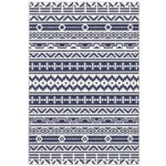 Reversible Outdoor Rug, Waterproof Plastic Straw with Carry Bag, 6' x 9', Blue & White Geometric