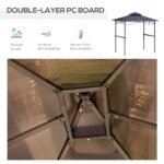 8' x 5' Barbecue Grill Gazebo Tent, Outdoor BBQ Canopy with Side Shelves, and Double Layer PC Roof, Brown - Image 6