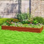 95" x 36" x 12" Galvanized Raised Garden Bed, Easy DIY and Cleaning for Growing Flowers, Herbs, Succulents, Natural Wood - Image 7