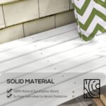 Slatted Wooden Garden Bench, Curved Seat Front Porch Bench, White - Image 4