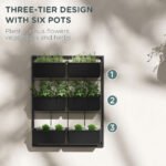 3-Tier Hanging Planter with 6 Pots for Indoor and Outdoor Use, Wall Planter, Self Draining & Wall Mounted, Black - Image 5