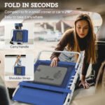 Tanning Chair Set of 2 with Face Hole and Side Table, 5-Position Folding Outdoor Chaise Lounge Chair, Navy Blue - Image 7