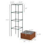 Galvanized Planter Box, 24" x 24" x 73.5" Raised Garden Bed with Tomato Cage for Climbing Vines, Brown - Image 3