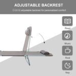 Folding Chaise Lounge Chair, Pool Sun Tanning Chair, Outdoor Lounge Chair with 5-Position Reclining Back Brown - Image 4