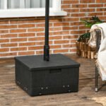 3-in-1 Outdoor Umbrella Base, Coffee End Table, Flower Box Planter, 175lbs Capacity Patio Umbrella Stand Table with Wheels and Handles - Image 2