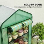 Mini Greenhouse with Screen Roof, Portable Small Greenhouse with Roll-Up Zipper Door, 27.6" x 19.7" x 50", Green - Image 7