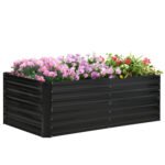 Galvanized Raised Garden Bed, Steel Outdoor Planters with Reinforced Rods, 71" x 36" x 23", Black