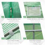15' x 7' x 7' Walk-in Tunnel Hoop Greenhouse, Green House for Outside with PE Cover, Steel Frame, Roll-Up Zipper Door & Windows for Flowers, Vegetables, Tropical Plants, Green - Image 5