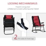 2 Piece Outdoor Patio Furniture Set with 2 Folding Padded Rocking Chairs, Bistro Style for Porch, Camping, Balcony, Red - Image 5