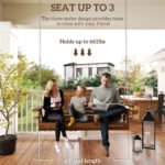 3-Seater Swing Bench, Wooden Porch Swing with Cupholders, Hanging Chains for Patio Garden, Carbonized - Image 4