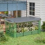 Galvanized Steel Planter Box with Crop Cage and Shade Cloth, Raised Garden Bed for Flowers, Veggies and Herbs, Green - Image 2