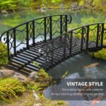 6' Metal Arch Backyard Garden Bridge with 660 lbs. Weight Capacity, Safety Siderails, Vine Motifs, Easy Assembly for Backyard Creek, Stream, Pond, Black - Image 6
