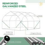 11.5' x 10' x 6.5' Walk-in Tunnel Greenhouse, Green House with Zippered Mesh Door, 7 Mesh Windows & Roll-up Sidewalls, Upgraded Gardening Plant Hot House with Galvanized Steel Hoops, Green - Image 6