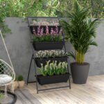 4-Tier Vertical Raised Garden Planter with 4 Boxes, Outdoor Plant Stand Grow Container for Vegetable & Flowers, Black - Image 2