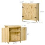Garden Storage Cabinet, Outdoor Tool Shed with Galvanized Top and Two Shelves for Yard Tools or Pool Accessories, Natural - Image 3