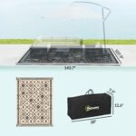 Reversible Outdoor Rug, Waterproof Plastic Straw with Carry Bag, 9' x 12', Black & Beige Rhombus - Image 3