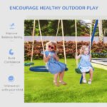 Metal Swing Set for Kids, 5 in 1 Outdoor Playset with Heavy Duty A-Frame Stand, 29.5" Saucer Swing, Slide, Teeter-Totter, Glider, for Backyard, Blue - Image 6