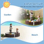 47" Round Kids Sandbox with Cover, 3 Seats, Waterproof Bottom Liner, for Backyard, Lawn, Garden, Beach, Patio, Brown - Image 7