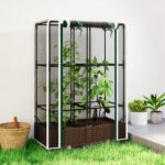 Raised Garden Bed with Trellis, 46.5" Tomato Cage with Crop Cage, Self Watering Planter Box with Drainage Holes, White - Image 2