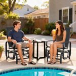 Gliding Lounger Chair Set of 2, Single Rockers with Lightweight Metal & Mesh Construction, Black - Image 7