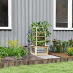 Wooden Raised Garden Bed with Trellis, Galvanized Planter Box Elevated Garden Bed for Garden, Patio, Natural Wood - Image 2