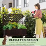 Elevated Wood Planter with Trellis for Climbing Plants, Raised Garden Bed with Legs and Drainage Holes, Carbonized - Image 7