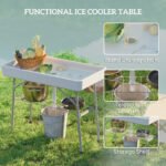 3.4ft Folding Ice Cooler Table with Drain, Fill and Chill Table Outdoor Table Cooler with Storage Shelf, Drink Cooler for Parties Picnic BBQ Camping Wedding, White - Image 4