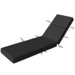 Chaise Lounge Cushion, 4" Thick Outdoor Lounge Chair Cushion with Ties for Patio, 21" x 72 ", Gray