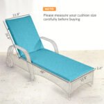 Foldable Chaise Lounge Cushion Set of 2, Outdoor Lounge Chair Cushion Set, UPF50+ 200gsm Fabric, 48" x 23", Light Blue - Image 3