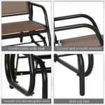 Porch Glider, Metal Frame Swing Glider Chair with Breathable Mesh Fabric, Curved Armrests and Steel Frame for Garden, Poolside, Backyard, Balcony, Brown - Image 7