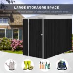 4' x 8' Lean to Garden Storage Shed, Outdoor Metal Tool House with Lockable Door Vents for Backyard Patio Lawn, Gray - Image 4